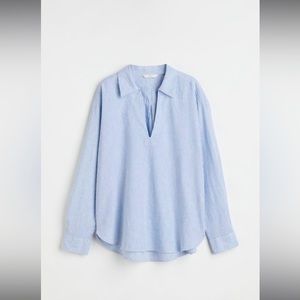 H&M Linen Blend Popover Shirt/Top